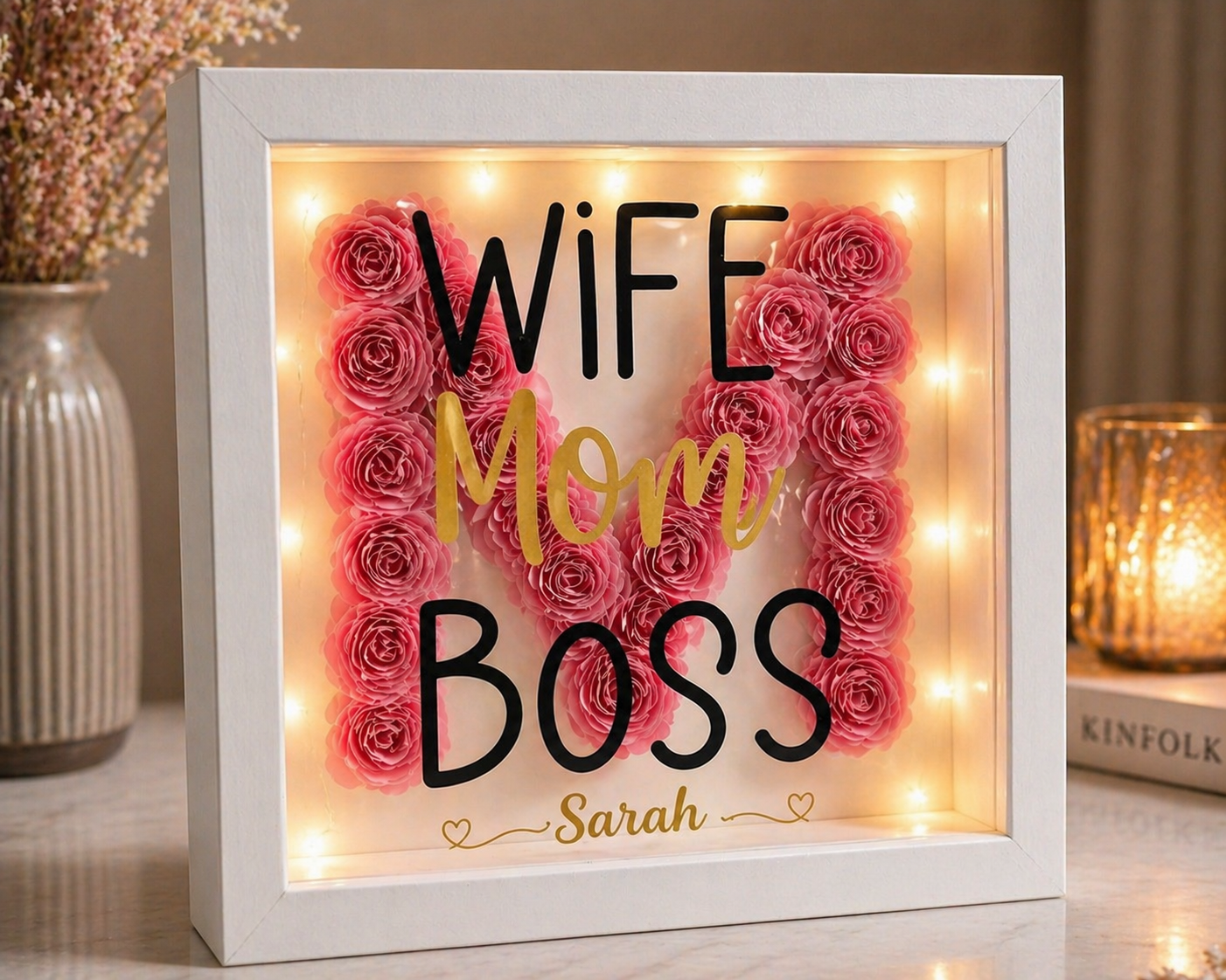 Personalized Floral Shadow Box for Mom | Handmade Gift Calgary